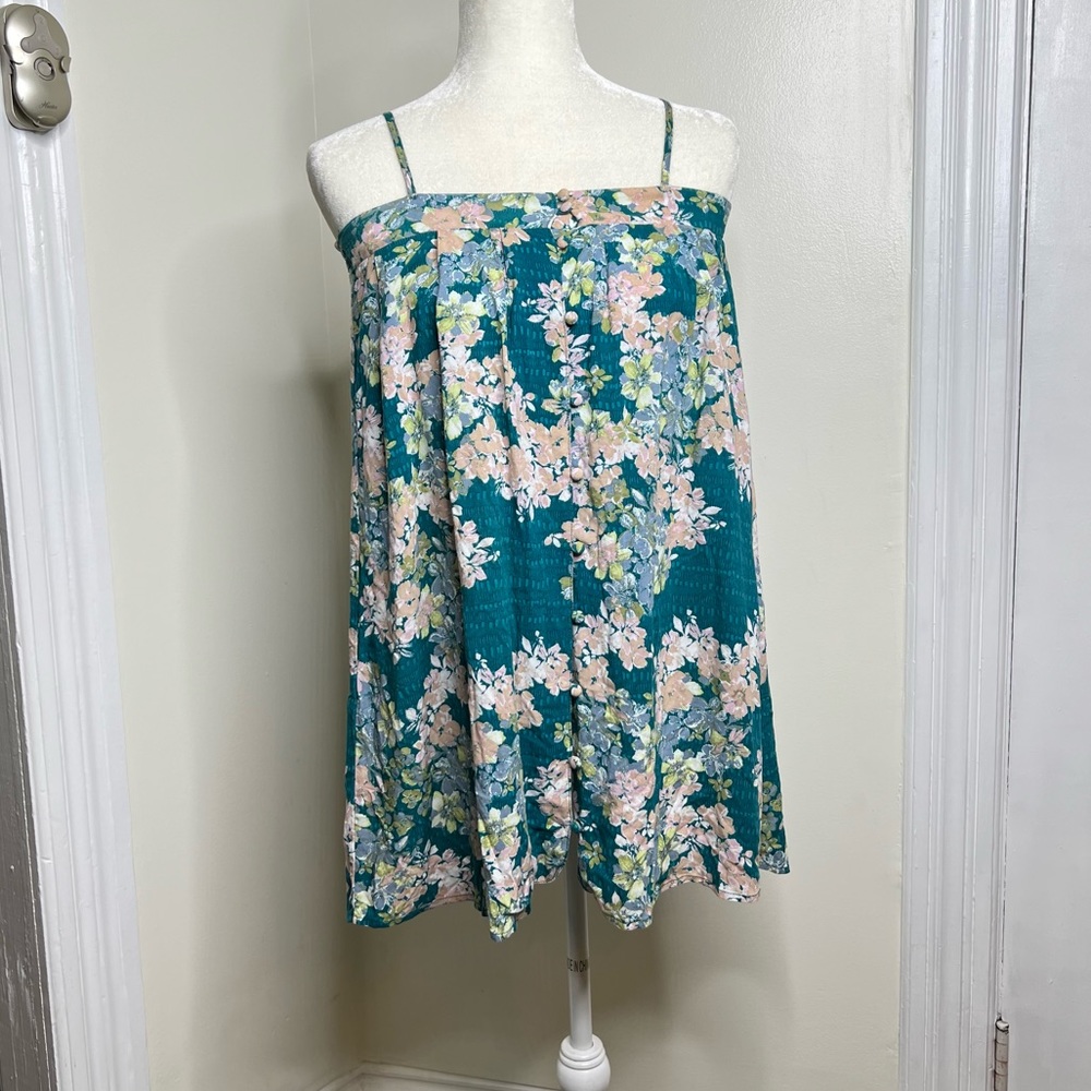 O’Neal Floral Tunic Tank Top or Mini Dress Spaghetti Straps Size Medium - Picture 2 of 10